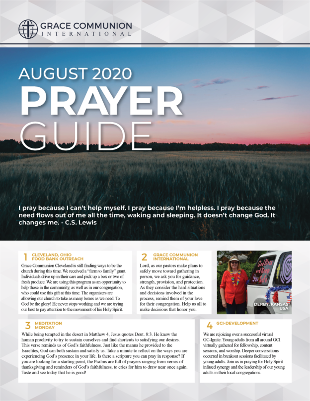 August 2020 Prayer Guide | Grace Communion International Resources