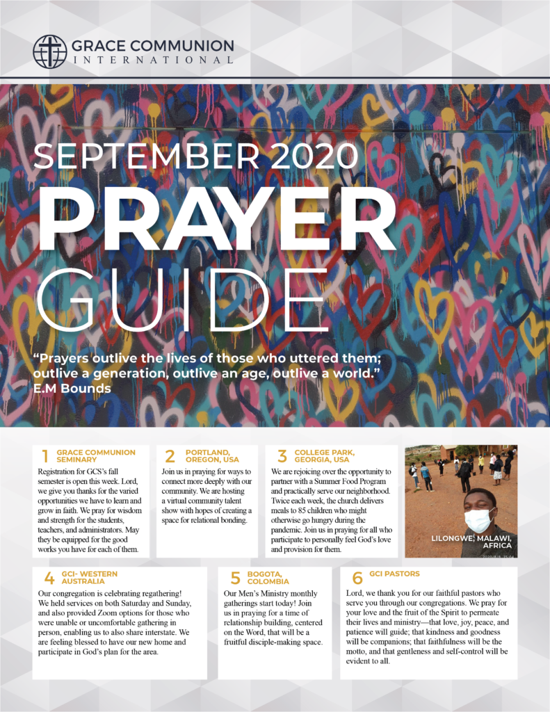 September 2020 Prayer Guide | Grace Communion International Resources