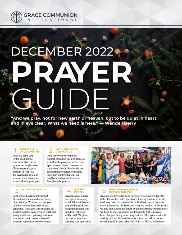 Prayer Guide 2022 December | Grace Communion International Resources